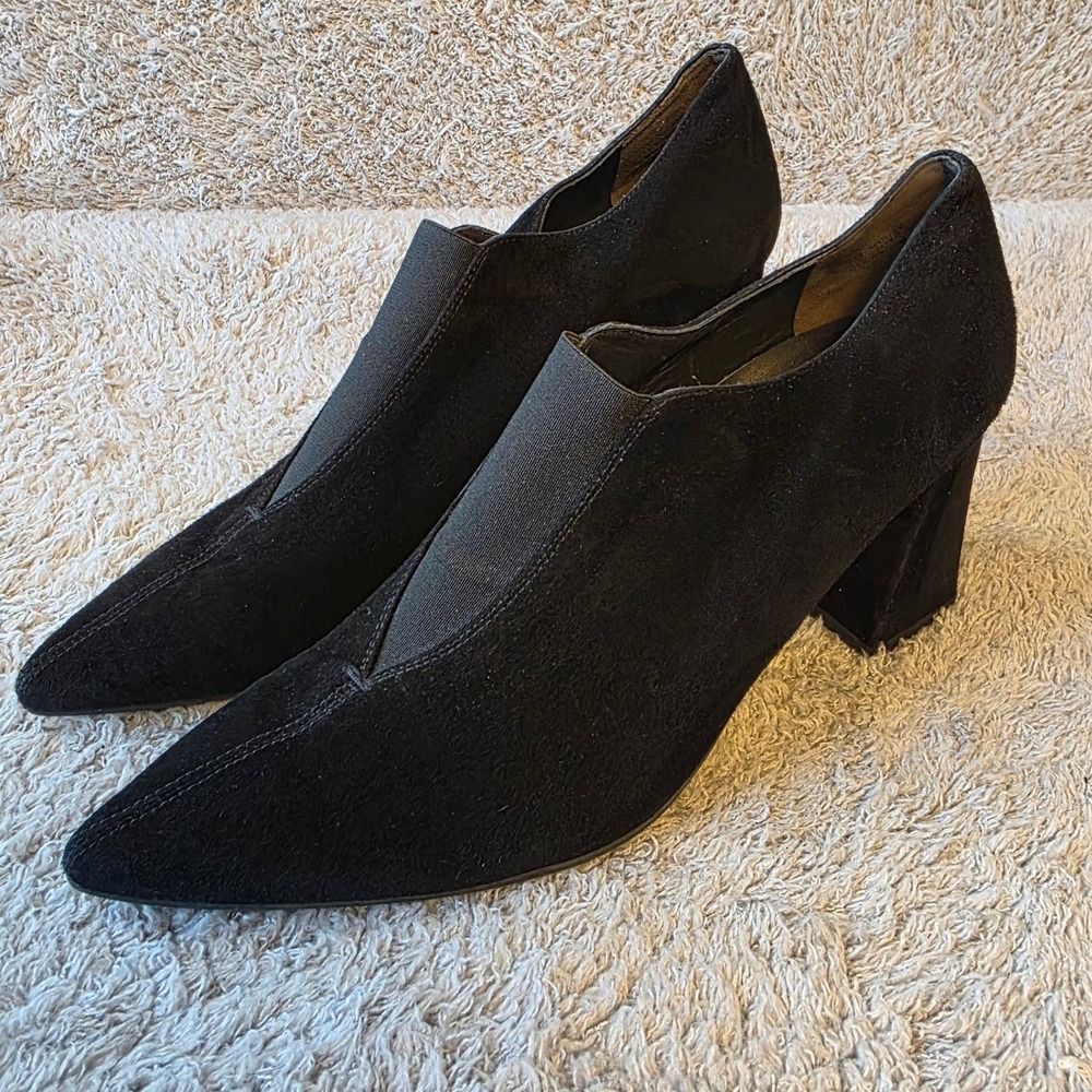 Paul Green Stacia Suede Pointed Toe Heel Black Shooties Booties US 10 UK 7.5 NEW